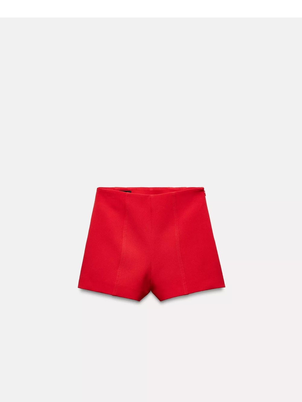 Zara Red High-Waist Tailored Shorts